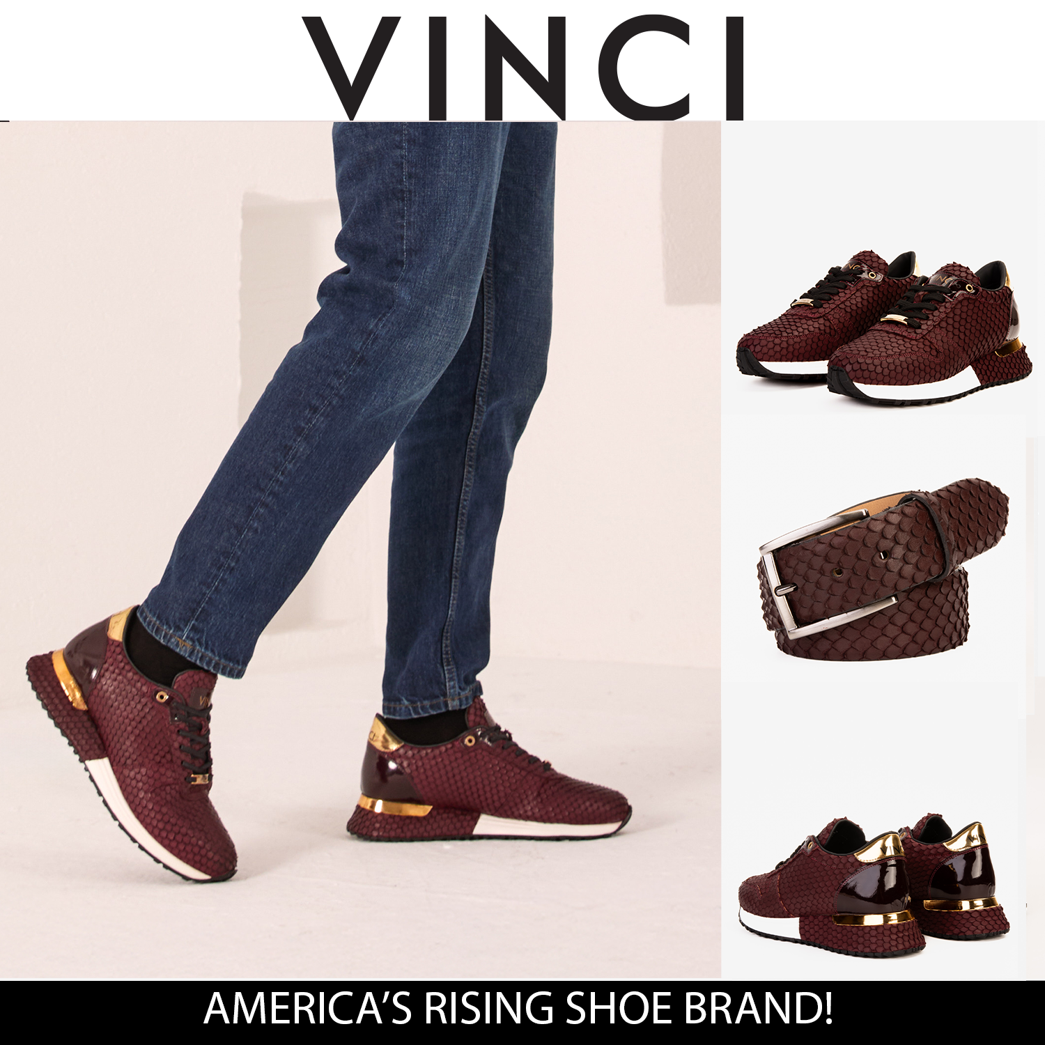 The Majesty Burgundy Leather Sneaker For Sale