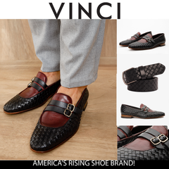 The Vatra Black Burgundy Woven Double Monk Strap Shoe All New
