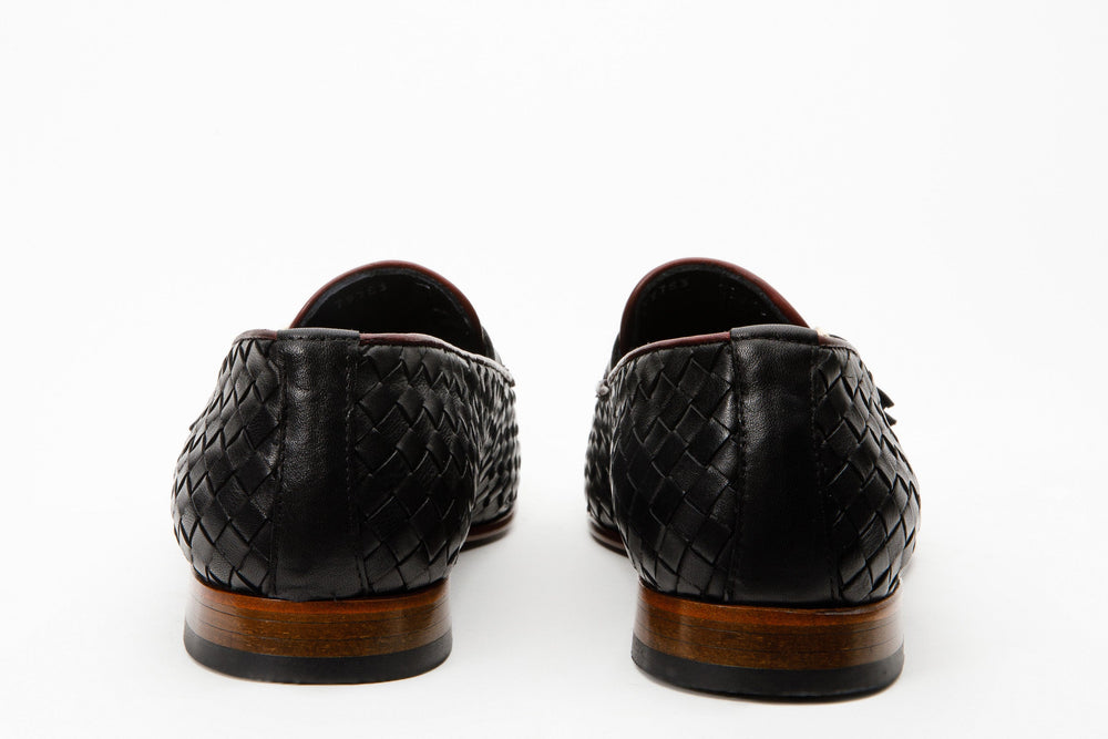 The Vatra Black Burgundy Woven Double Monk Strap Shoe All New