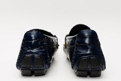 The Pisa Navy Blue Leather Bit Drive Loafer Shoe Universal Fit