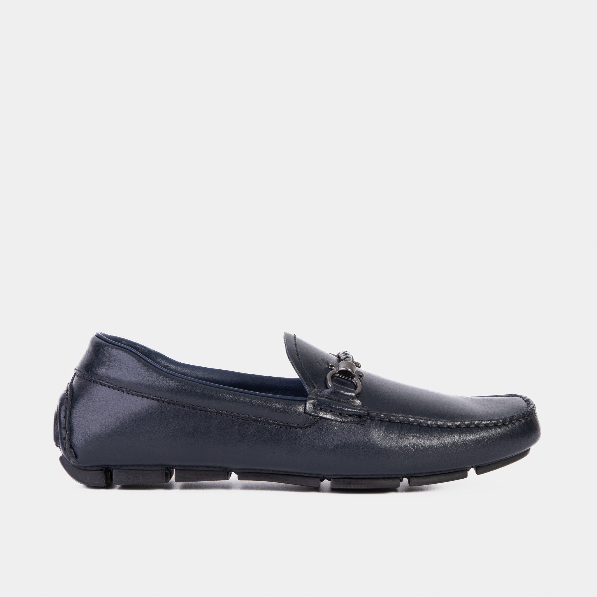 Pavia Navy Blue Leather Bit Drive Loafer Shoe Exclusive Style