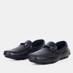 Pavia Navy Blue Leather Bit Drive Loafer Shoe Exclusive Style
