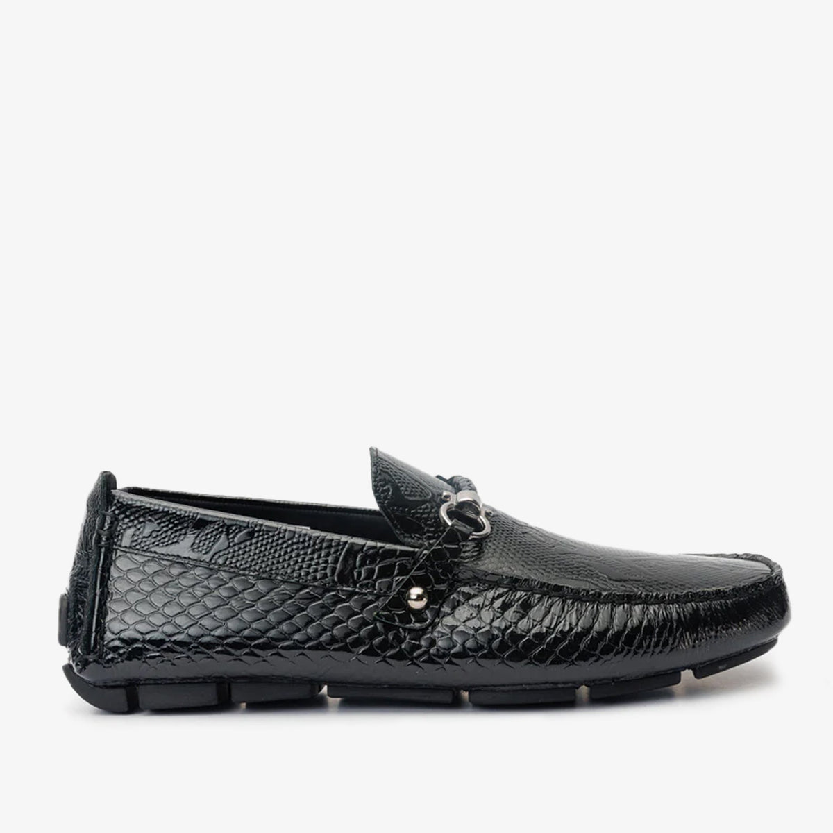 The Bologna Black Leather Bit Drive Loafer Shoe For Sale
