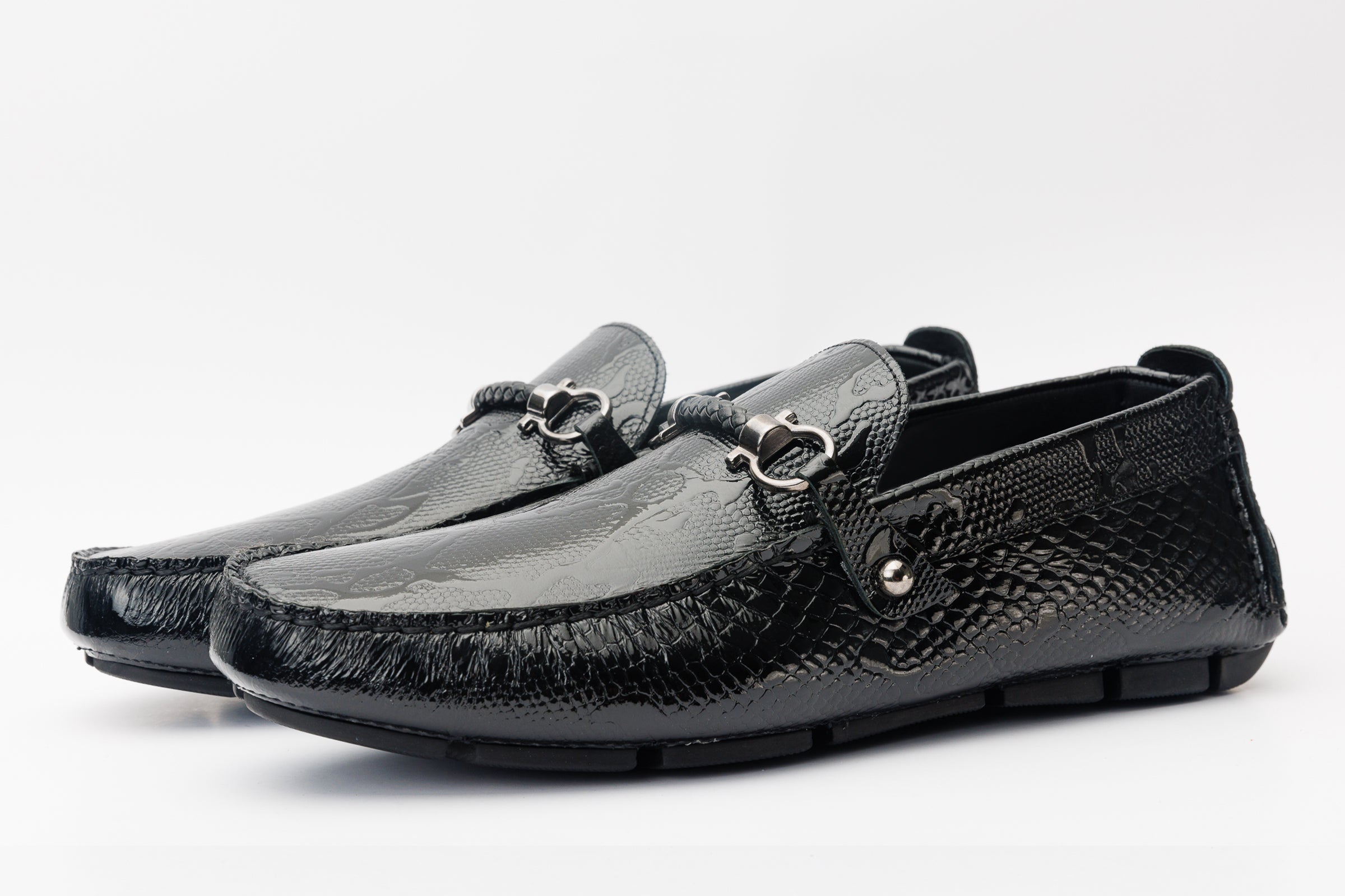 The Bologna Black Leather Bit Drive Loafer Shoe For Sale