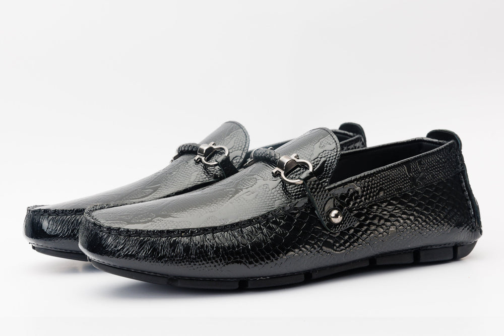 The Bologna Black Leather Bit Drive Loafer Shoe For Sale