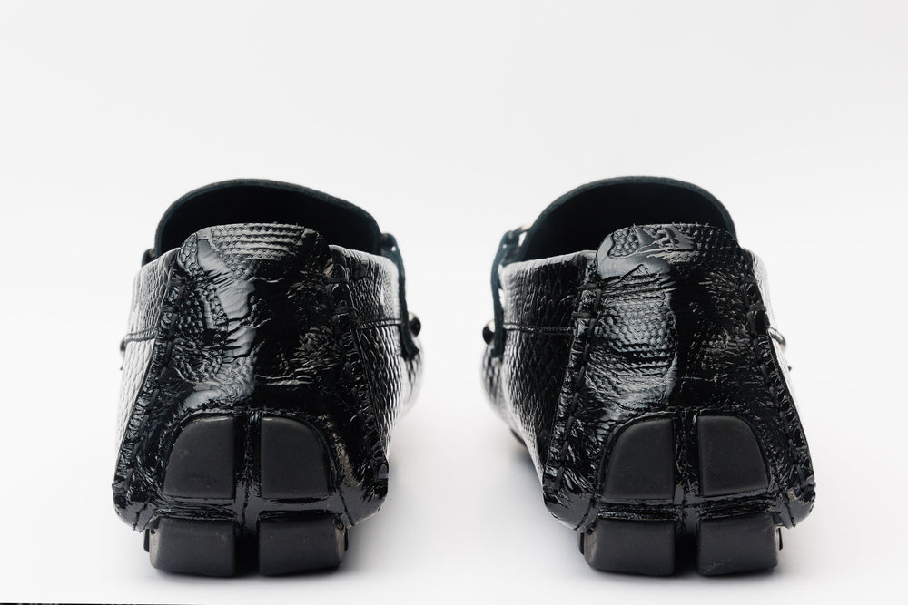 The Bologna Black Leather Bit Drive Loafer Shoe For Sale