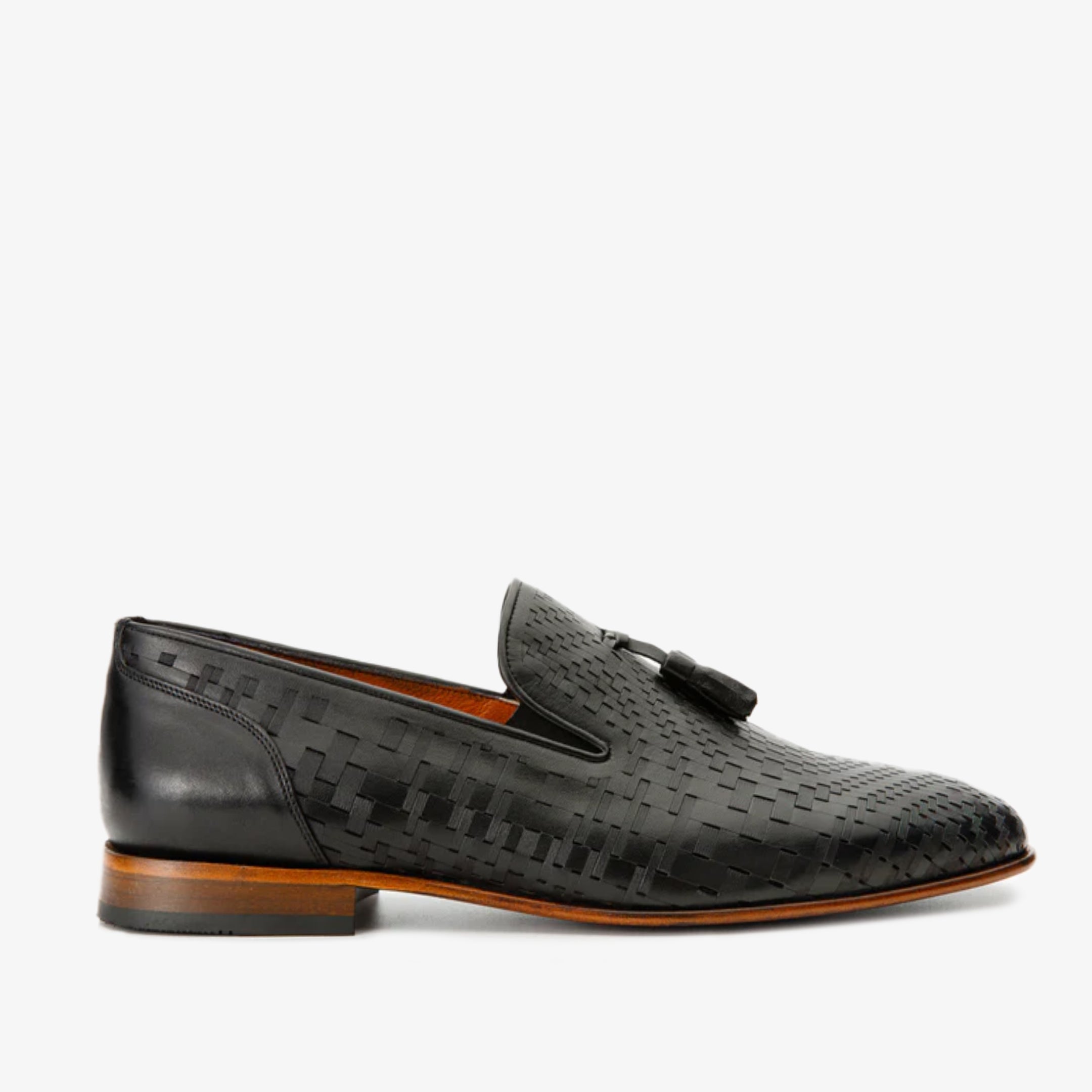The Meram Black Leather Tassel Slip-On Loafer Shoe All New
