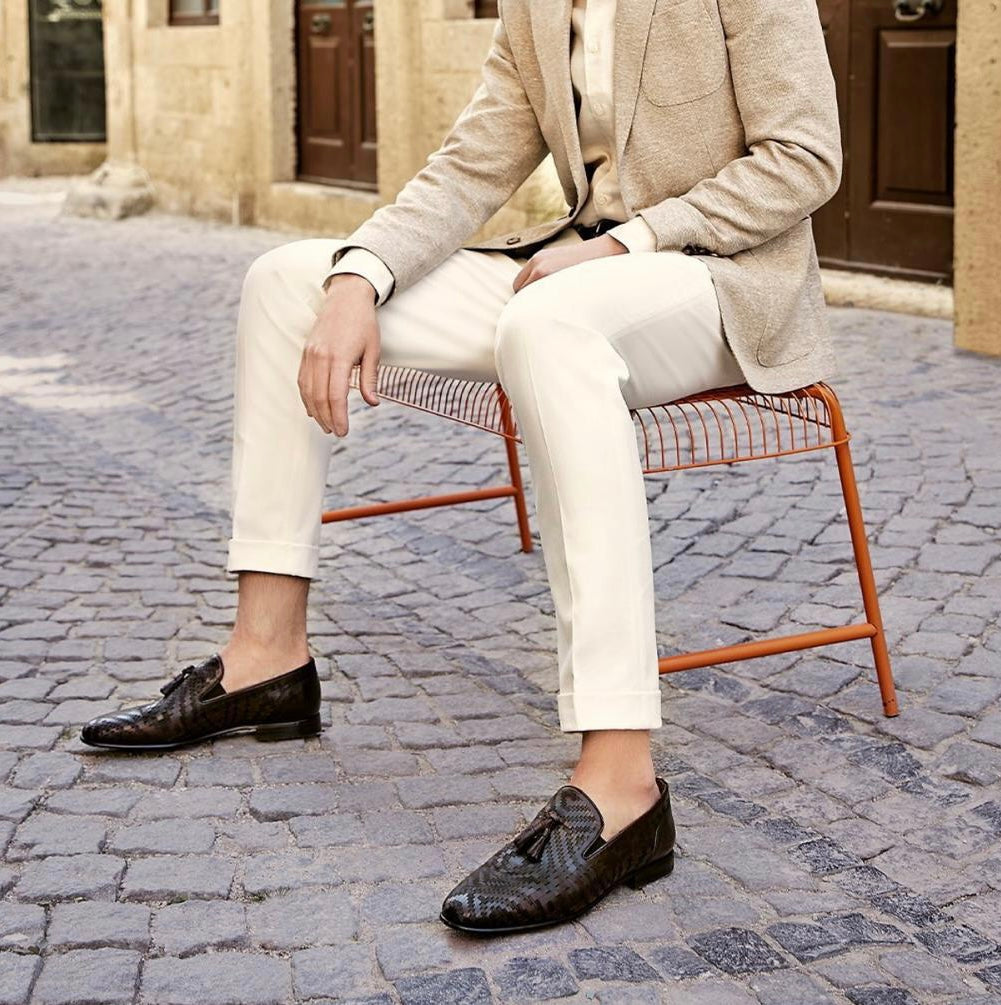 The Meram Black Leather Tassel Slip-On Loafer Shoe All New