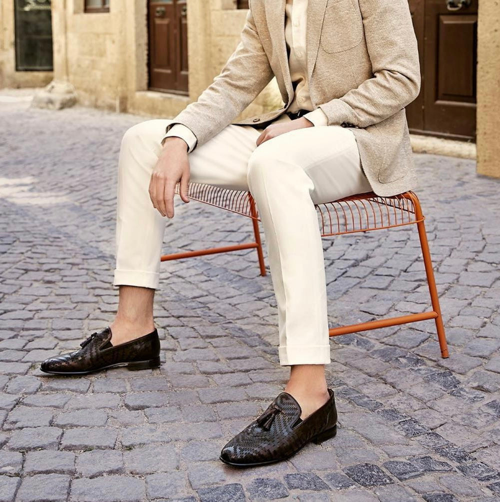 The Meram Black Leather Tassel Slip-On Loafer Shoe All New