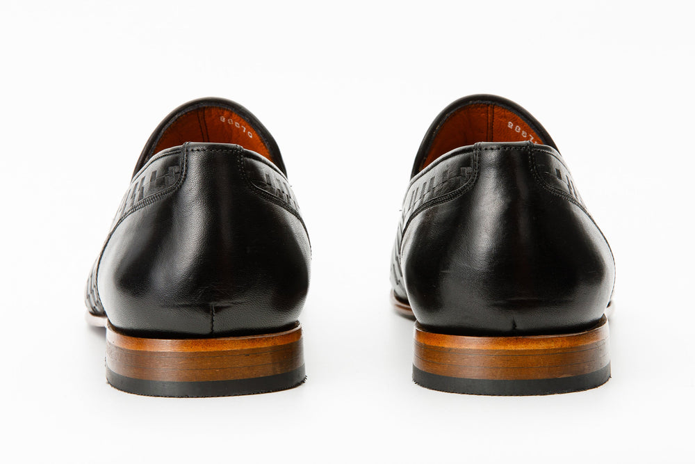 The Meram Black Leather Tassel Slip-On Loafer Shoe All New