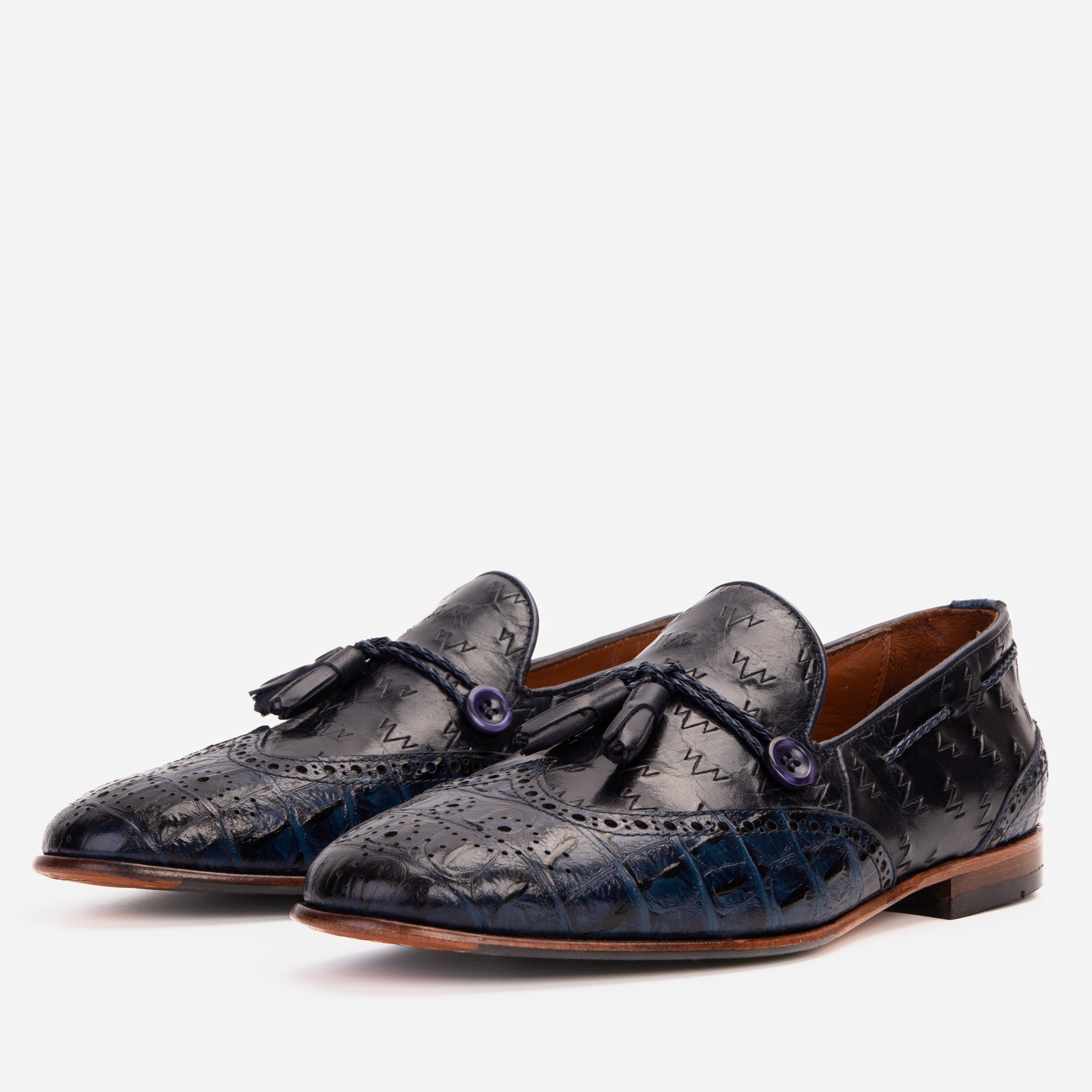 The Istanbul Navy Blue Leather Tassel Loafer Shoe Universal Fit