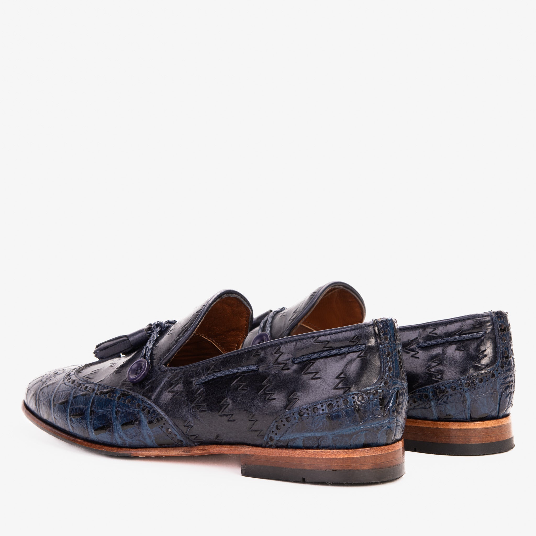 The Istanbul Navy Blue Leather Tassel Loafer Shoe Universal Fit