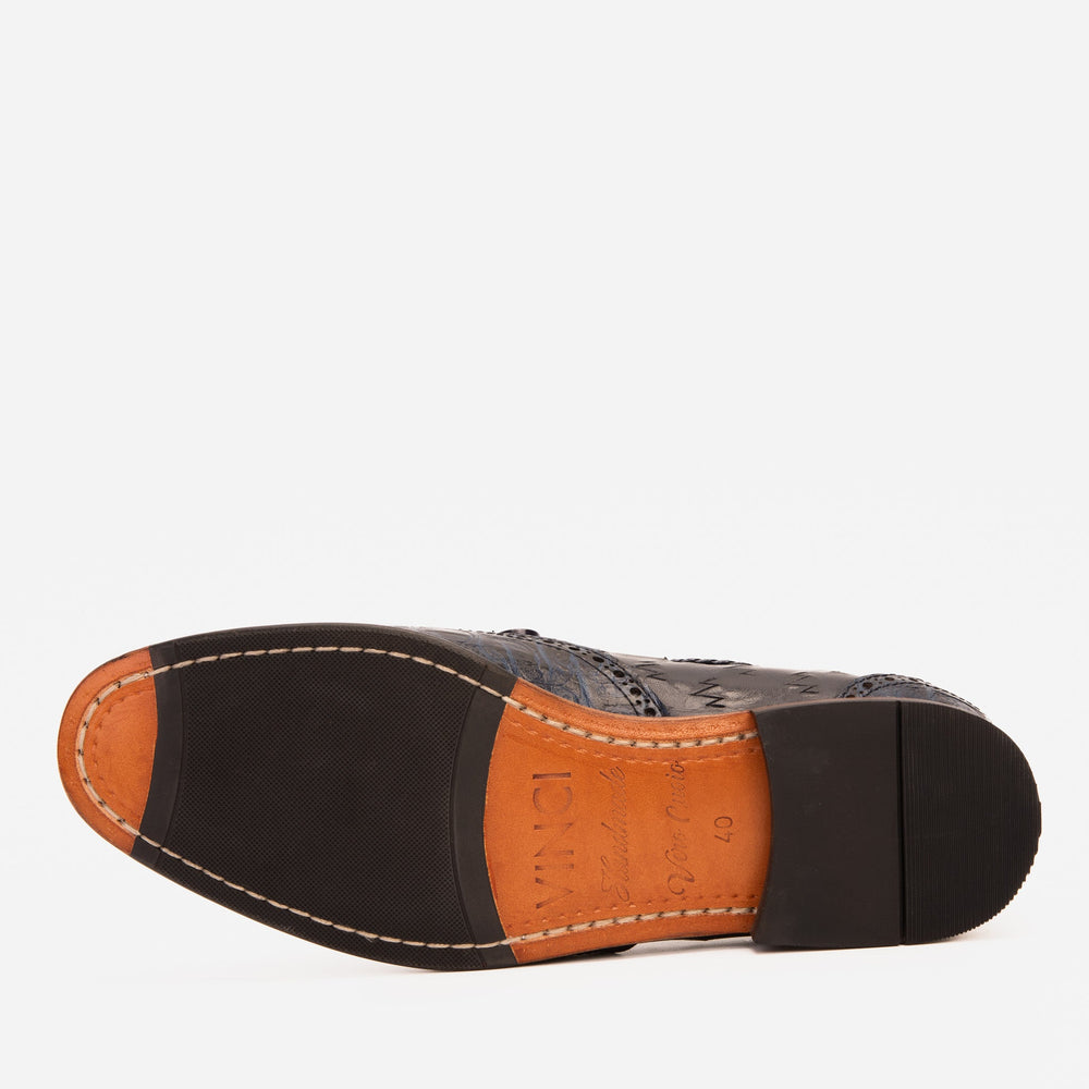The Istanbul Navy Blue Leather Tassel Loafer Shoe Universal Fit