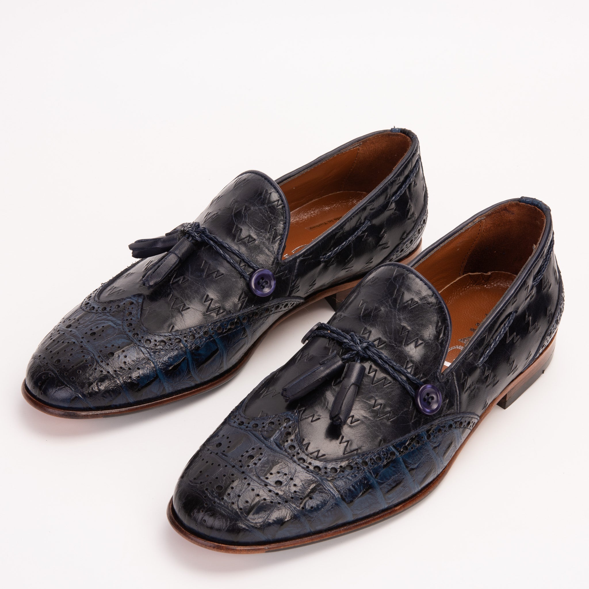 The Istanbul Navy Blue Leather Tassel Loafer Shoe Universal Fit