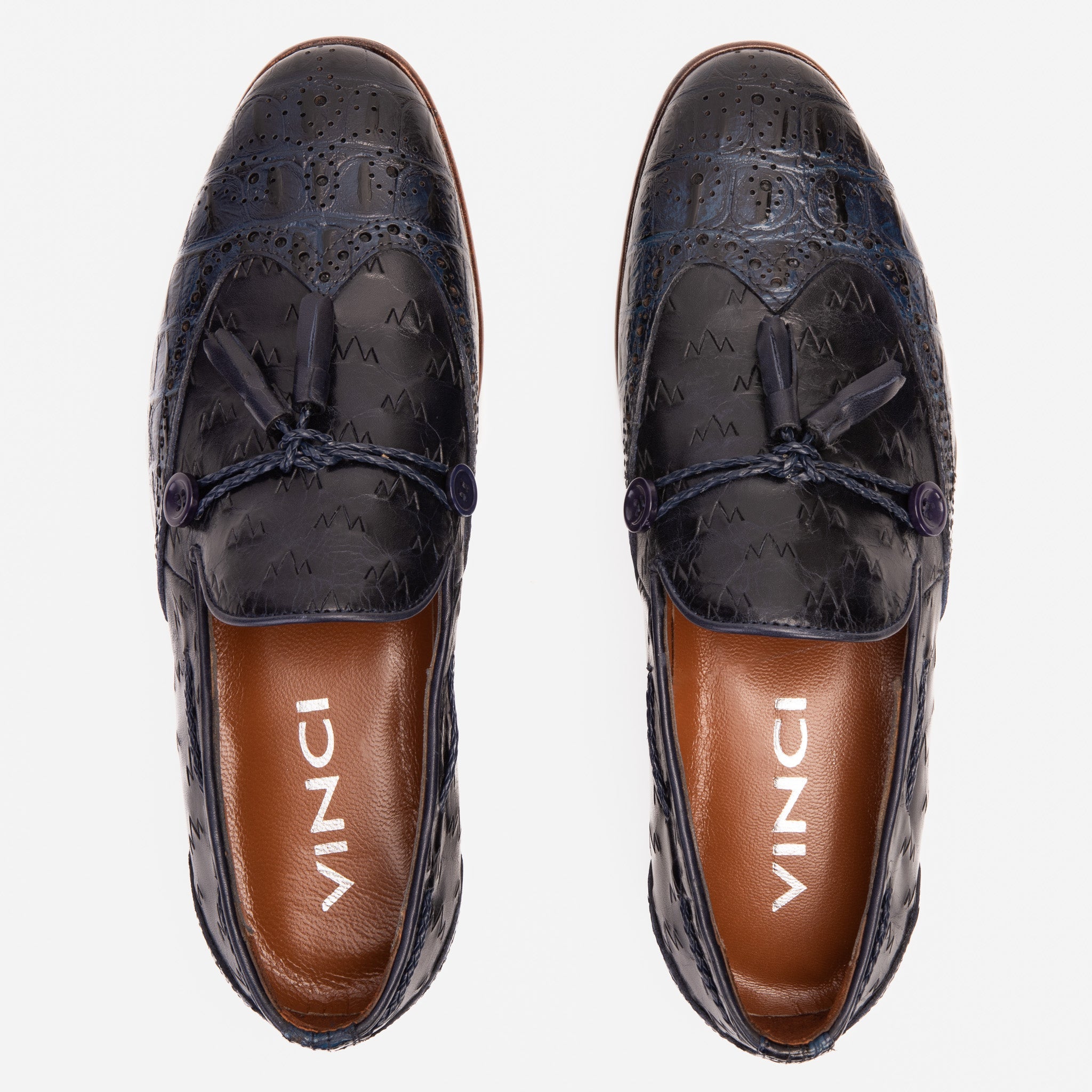The Istanbul Navy Blue Leather Tassel Loafer Shoe Universal Fit