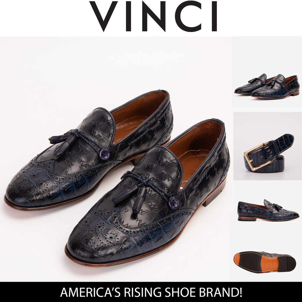 The Istanbul Navy Blue Leather Tassel Loafer Shoe Universal Fit