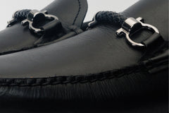 Pavia Black Leather Bit Drive Loafer Shoe Fine Craftsmanship