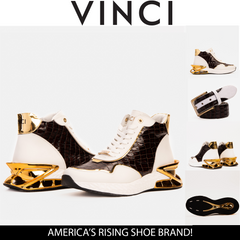Bellagio White Gold Leather High-Top Sneaker Exclusive Style