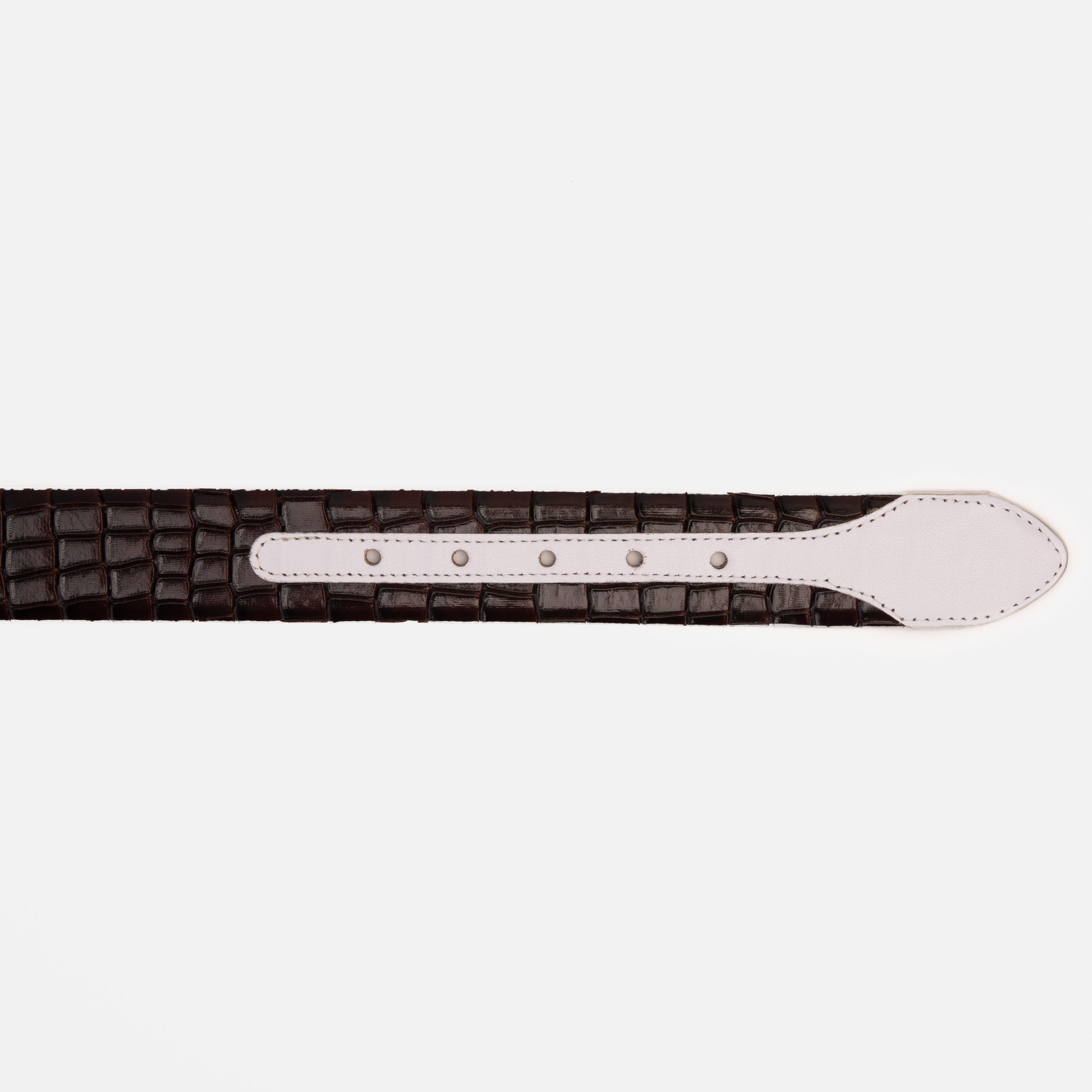 The Bellagio Brown White Leather Belt On Sale