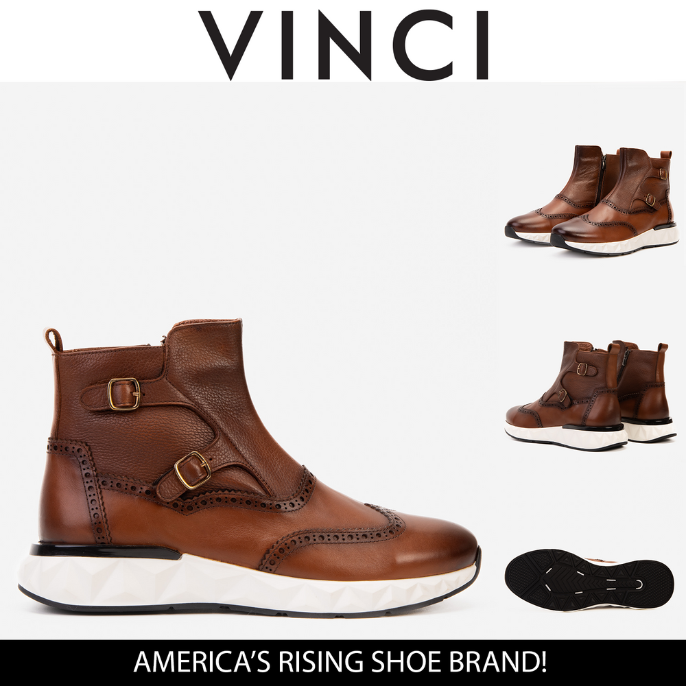 The Stealth Wingtip Buckle Tan Leather Boot For Sale