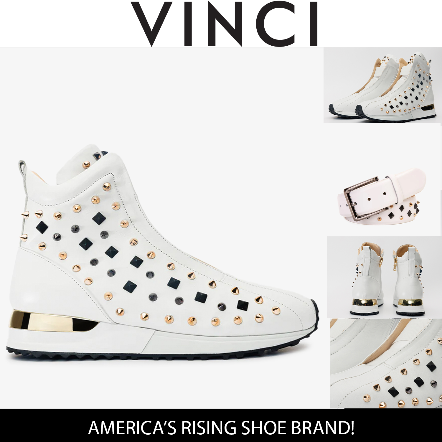 The Infanta High-Top White Spike Leather Sneaker Limited Edition Universal Fit