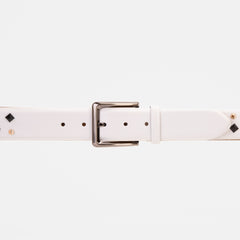 The Infanta White Spike Leather Belt Fine Craftsmanship