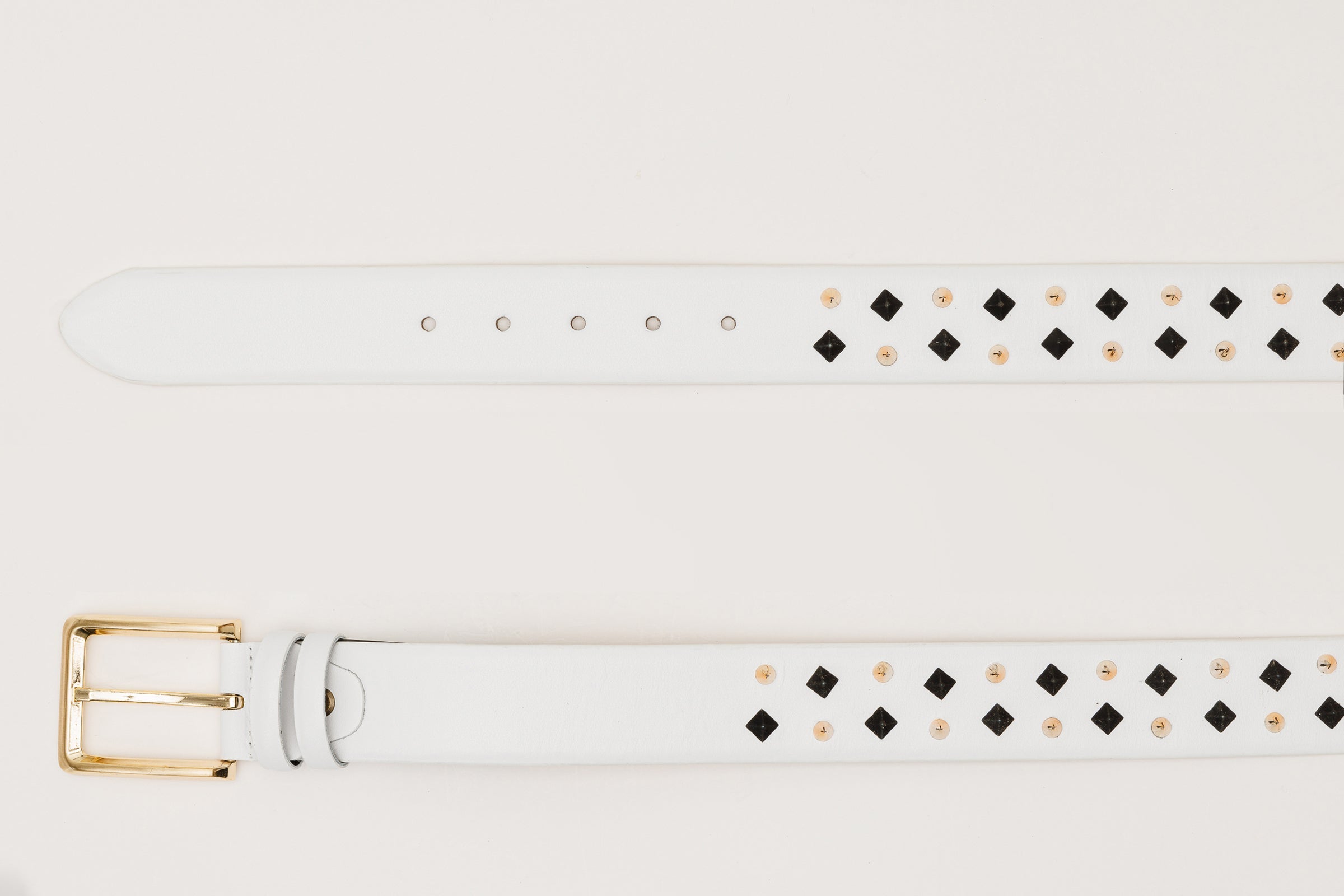 The Infanta White Spike Leather Belt Fine Craftsmanship