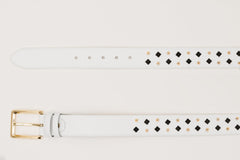 The Infanta White Spike Leather Belt Fine Craftsmanship