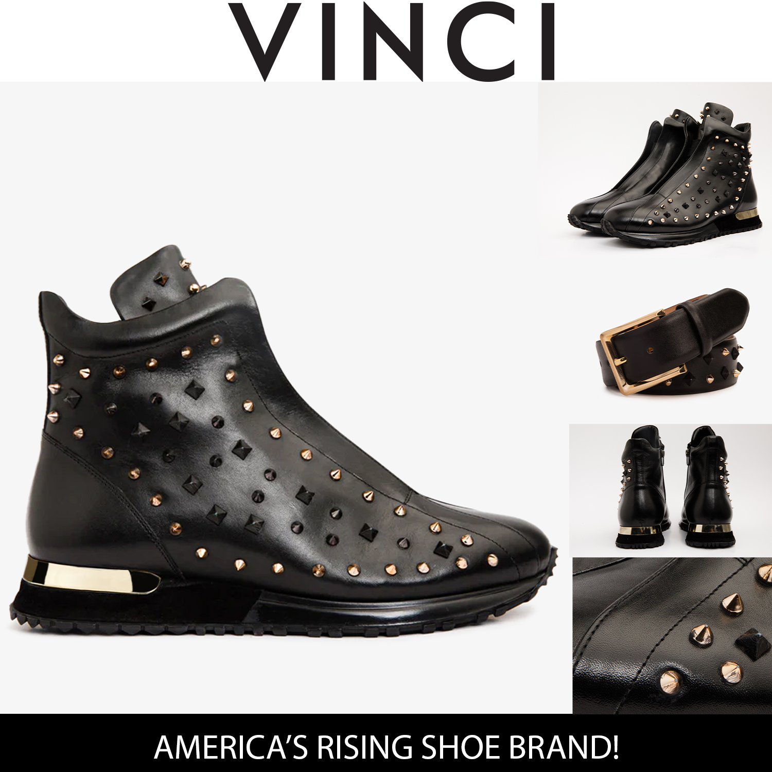 The Infanta High-Top Black Spike Leather Sneaker Limited Edition Exclusive Style