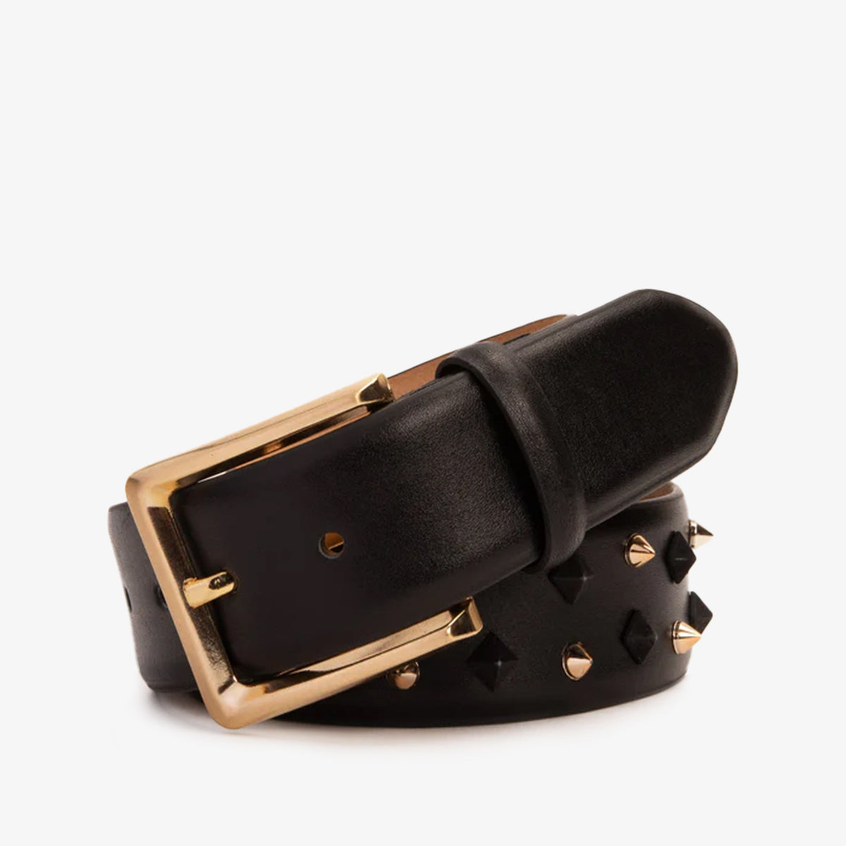 The Infanta Black Spike Leather Belt On Sale