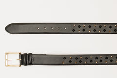 The Infanta Black Spike Leather Belt On Sale