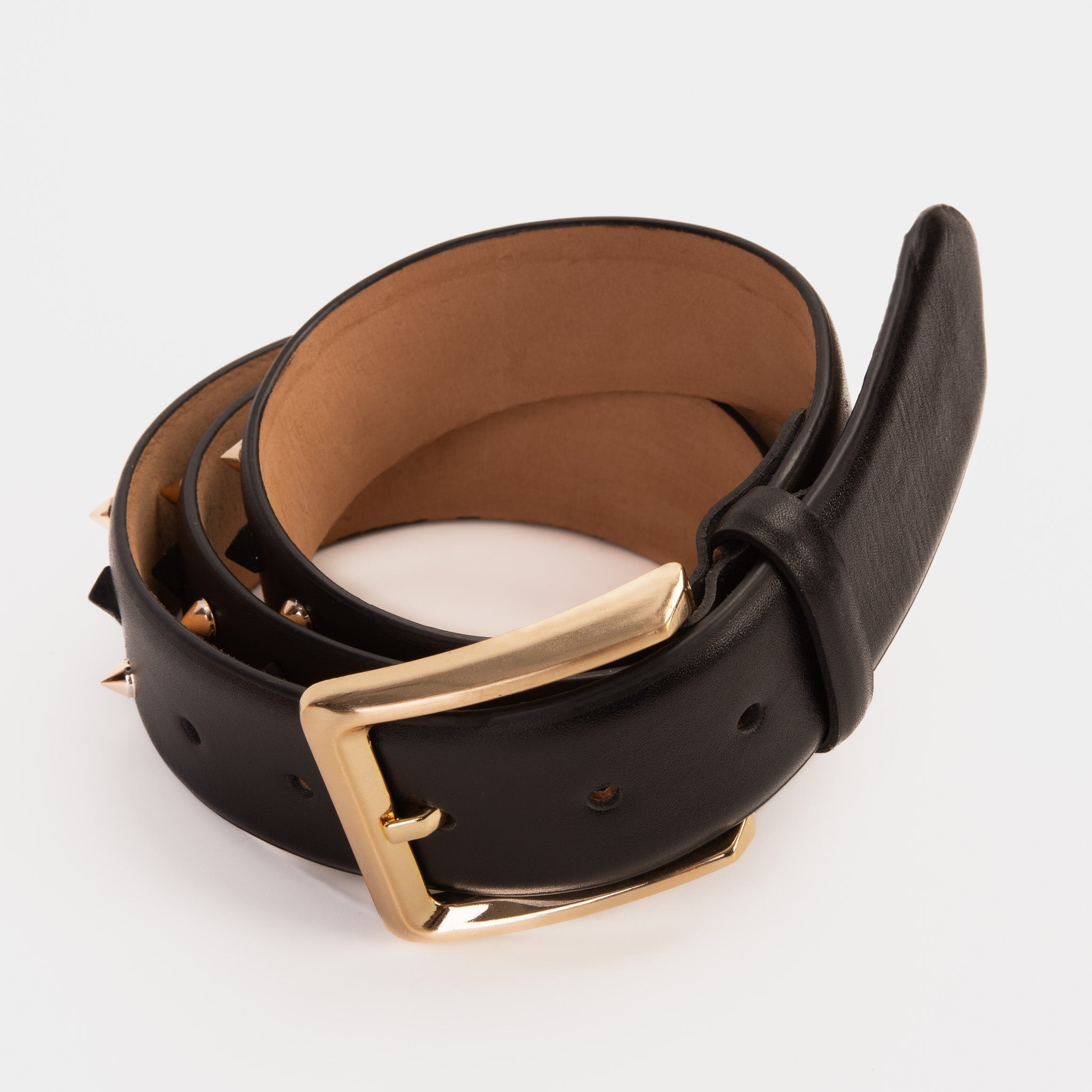 The Infanta Black Spike Leather Belt On Sale