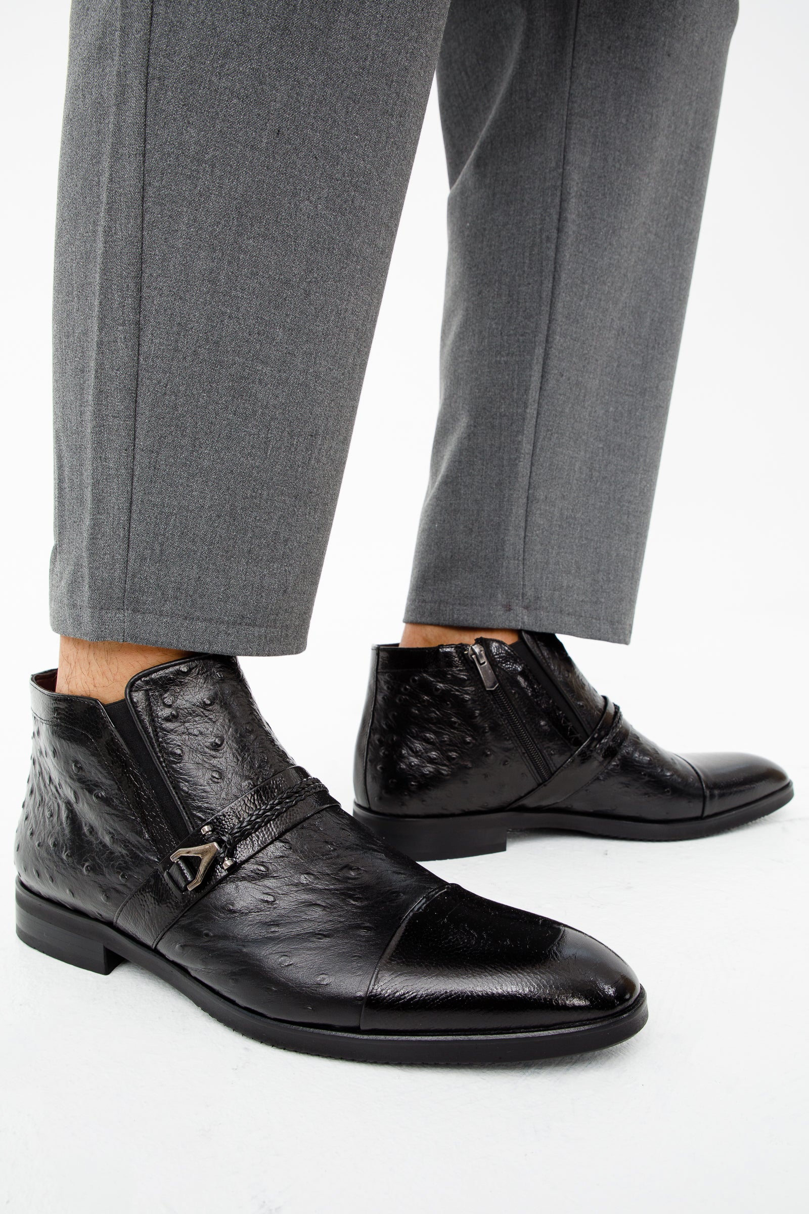 The Dallas Black Leather Bit Ankle Zip-Up Dress Boot For Sale