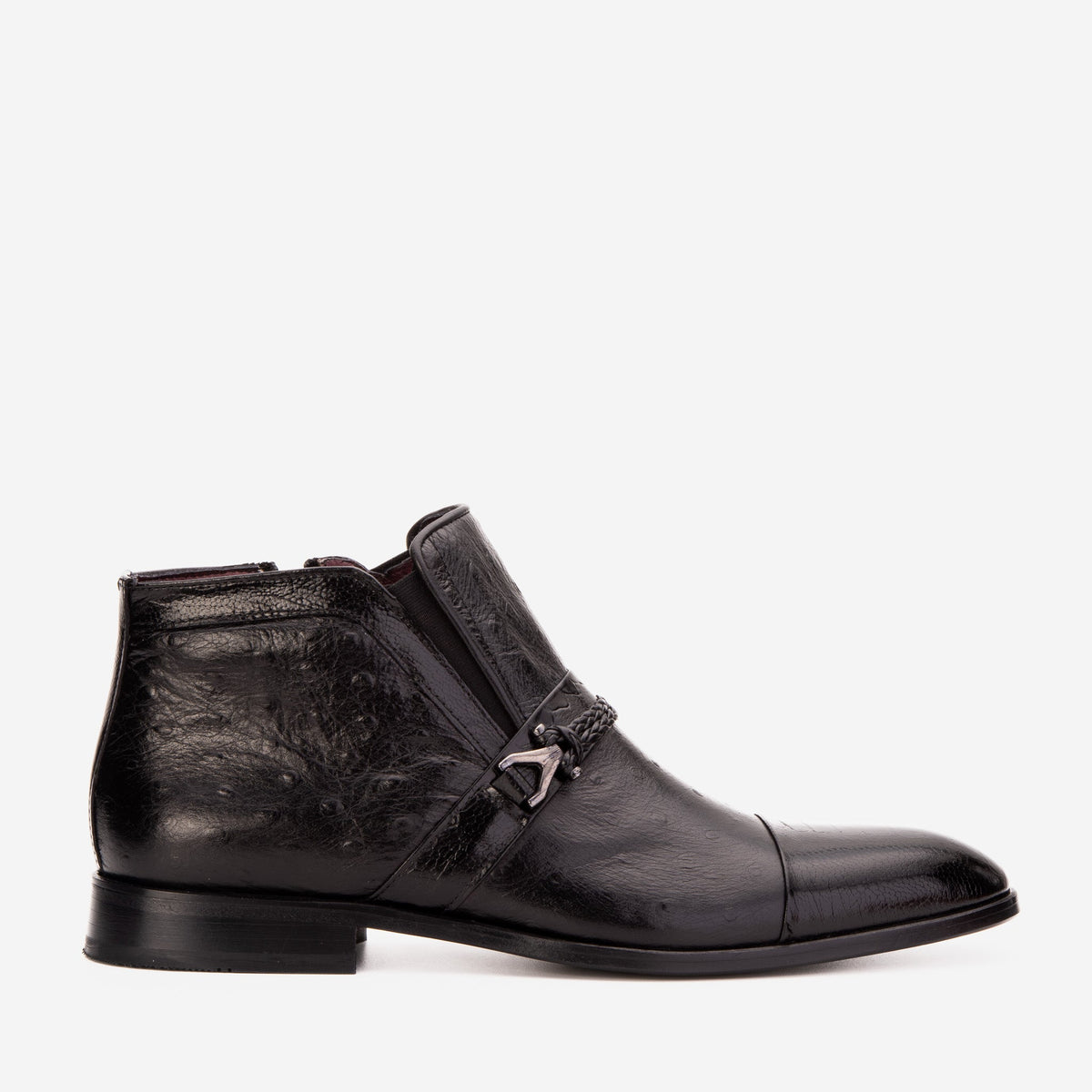 The Dallas Black Leather Bit Ankle Zip-Up Dress Boot For Sale