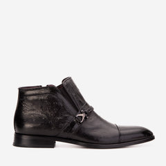 The Dallas Black Leather Bit Ankle Zip-Up Dress Boot For Sale