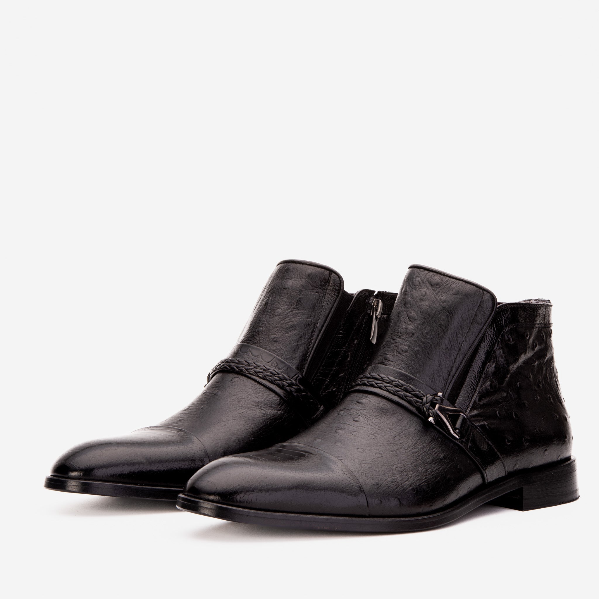 The Dallas Black Leather Bit Ankle Zip-Up Dress Boot For Sale