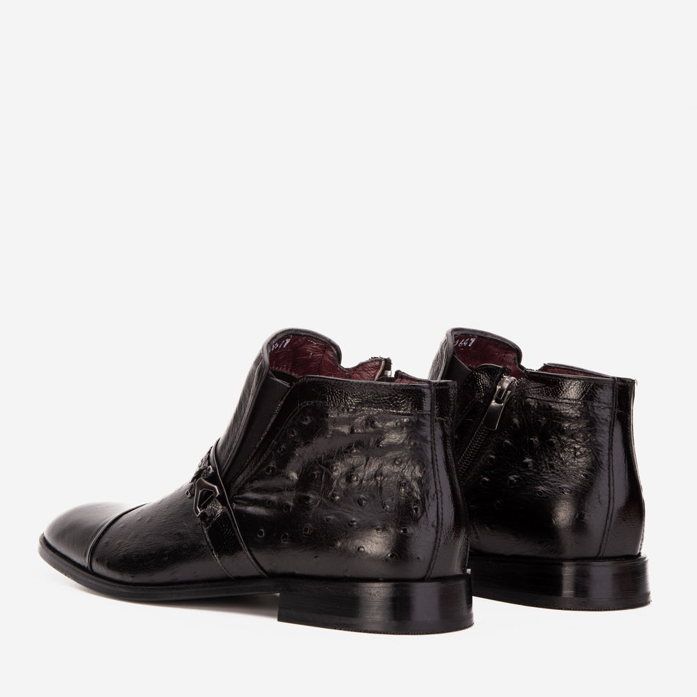 The Dallas Black Leather Bit Ankle Zip-Up Dress Boot For Sale