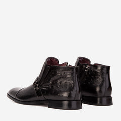 The Dallas Black Leather Bit Ankle Zip-Up Dress Boot For Sale