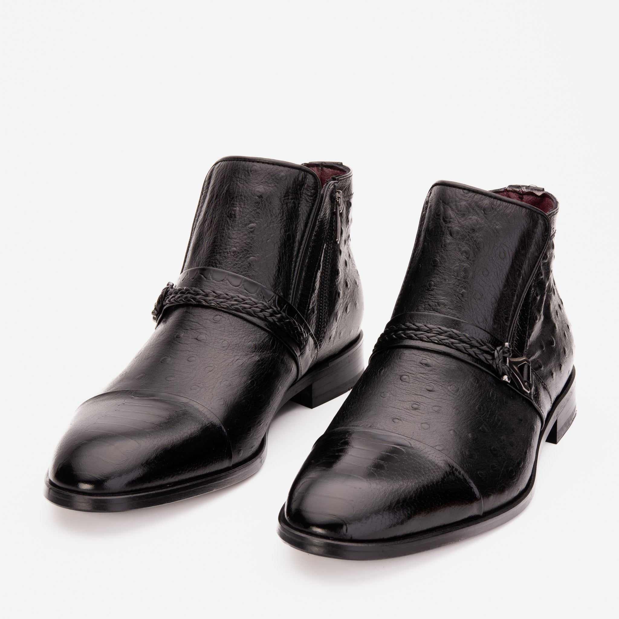 The Dallas Black Leather Bit Ankle Zip-Up Dress Boot For Sale