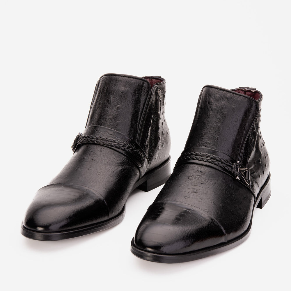 The Dallas Black Leather Bit Ankle Zip-Up Dress Boot For Sale