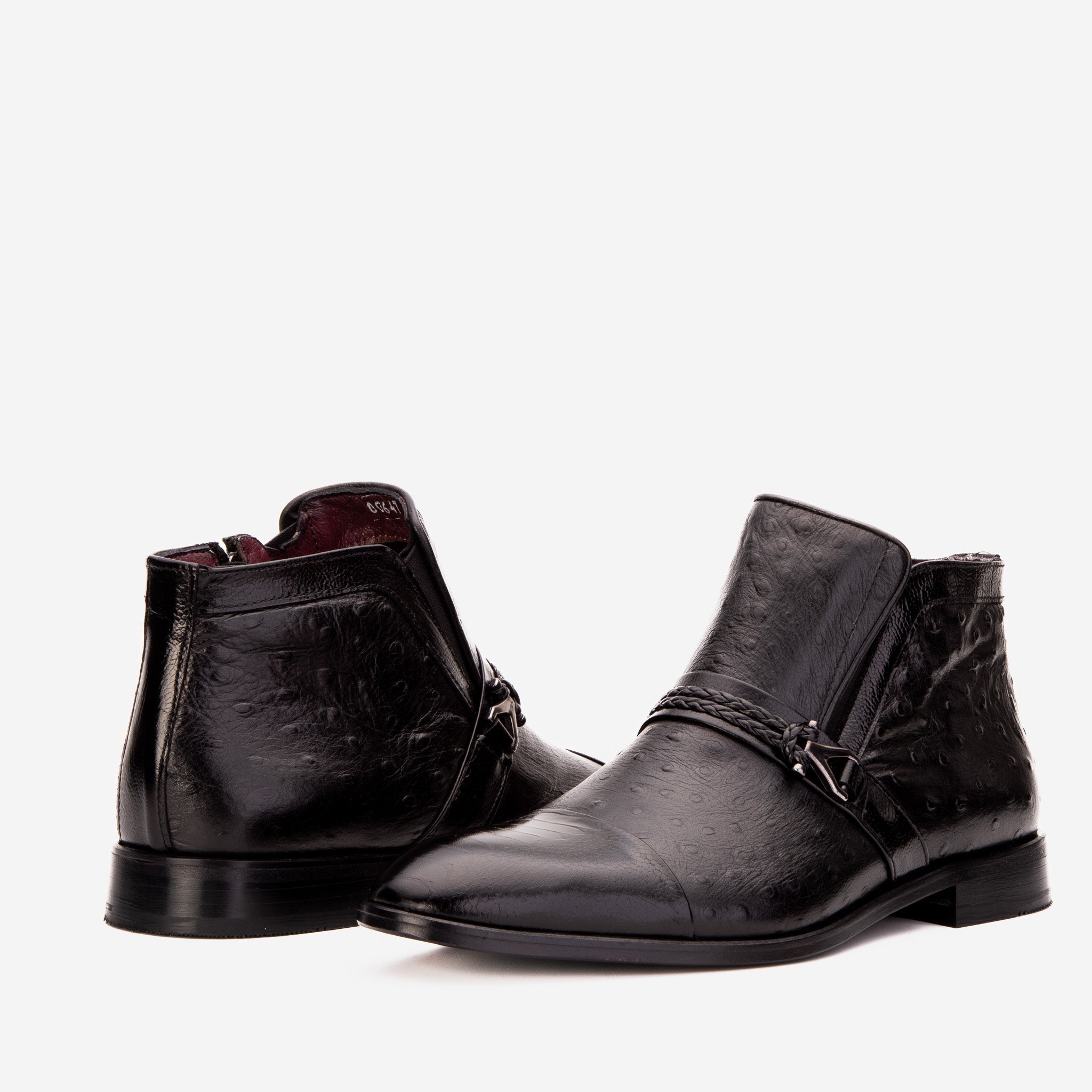 The Dallas Black Leather Bit Ankle Zip-Up Dress Boot For Sale
