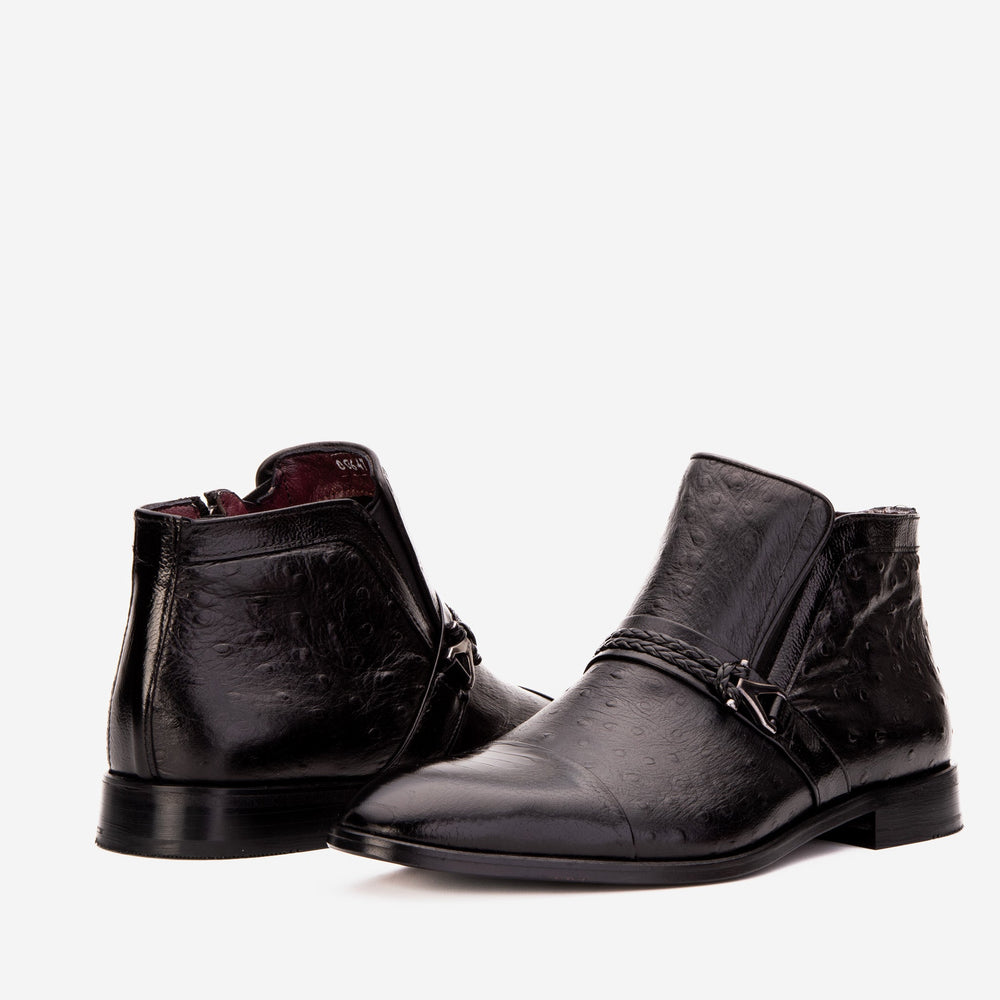 The Dallas Black Leather Bit Ankle Zip-Up Dress Boot For Sale