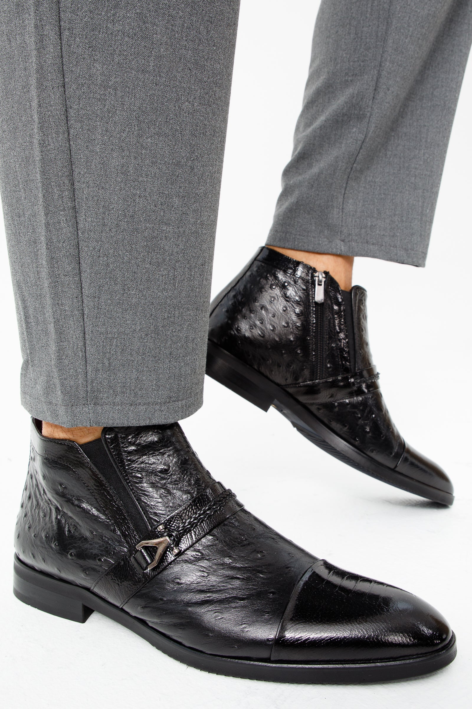 The Dallas Black Leather Bit Ankle Zip-Up Dress Boot For Sale