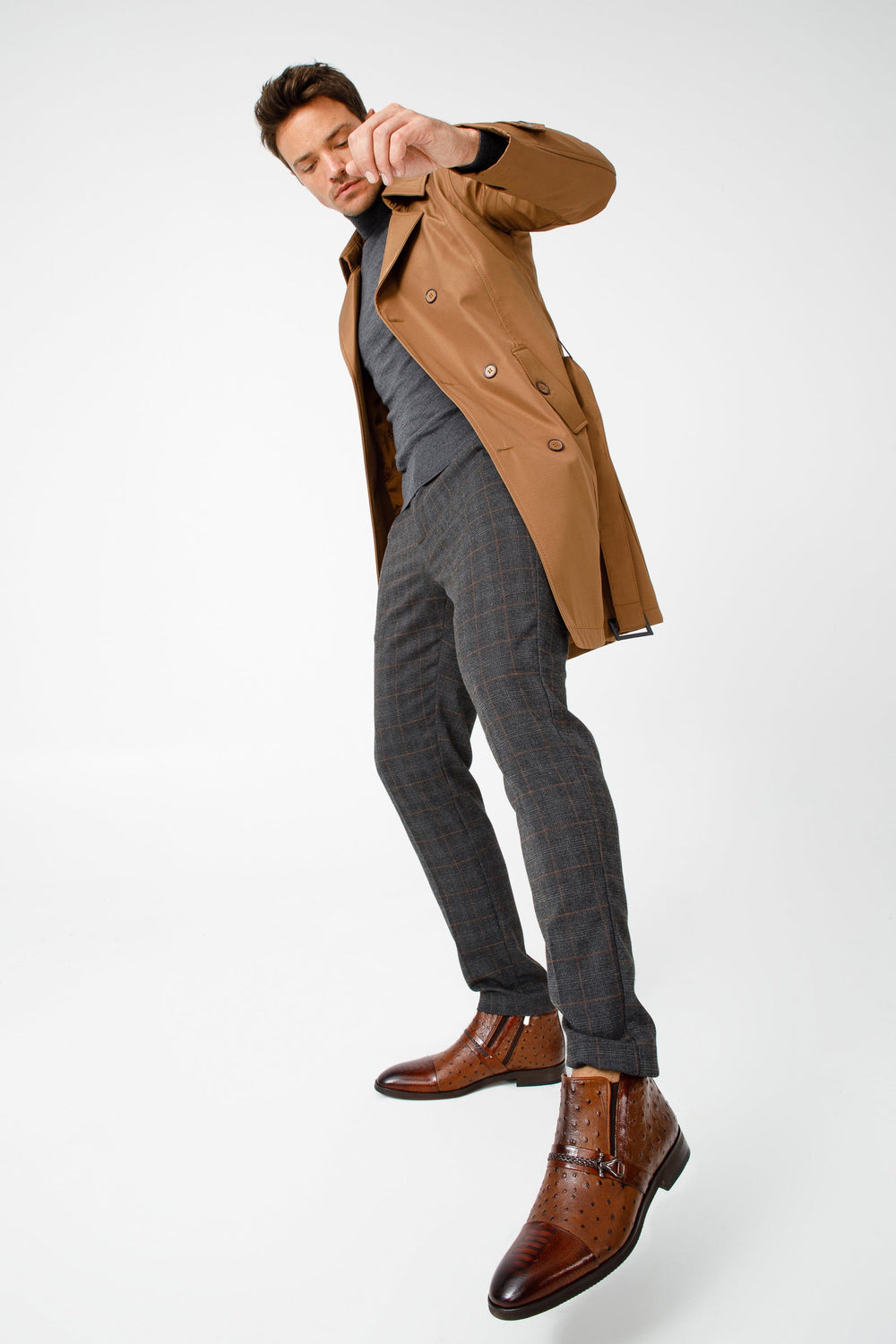 The Dallas Tan Leather Bit Ankle Zip-Up Dress Boot Universal Fit
