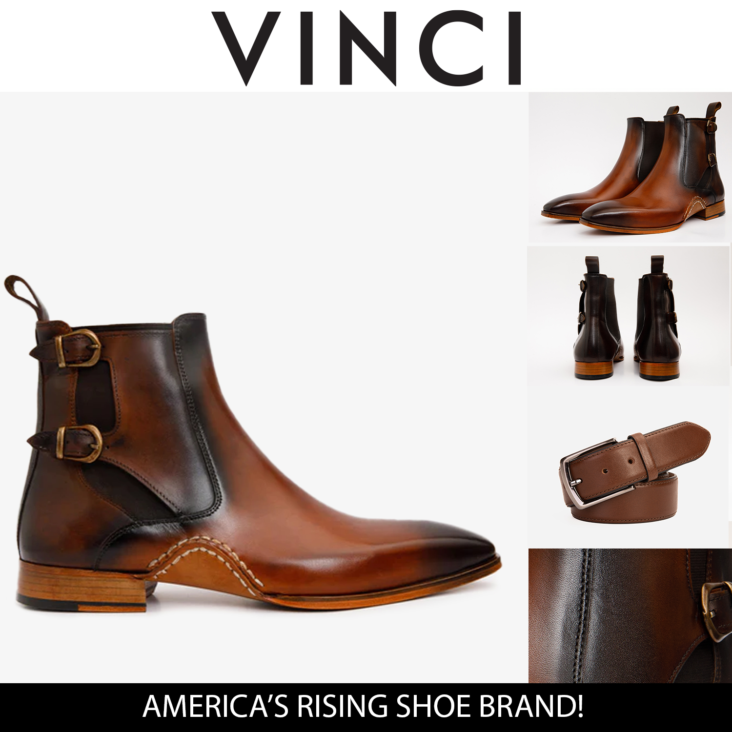 The Royal Hand Craft Tan Leather Double-Buckle Chelsea Boot Fine Craftsmanship