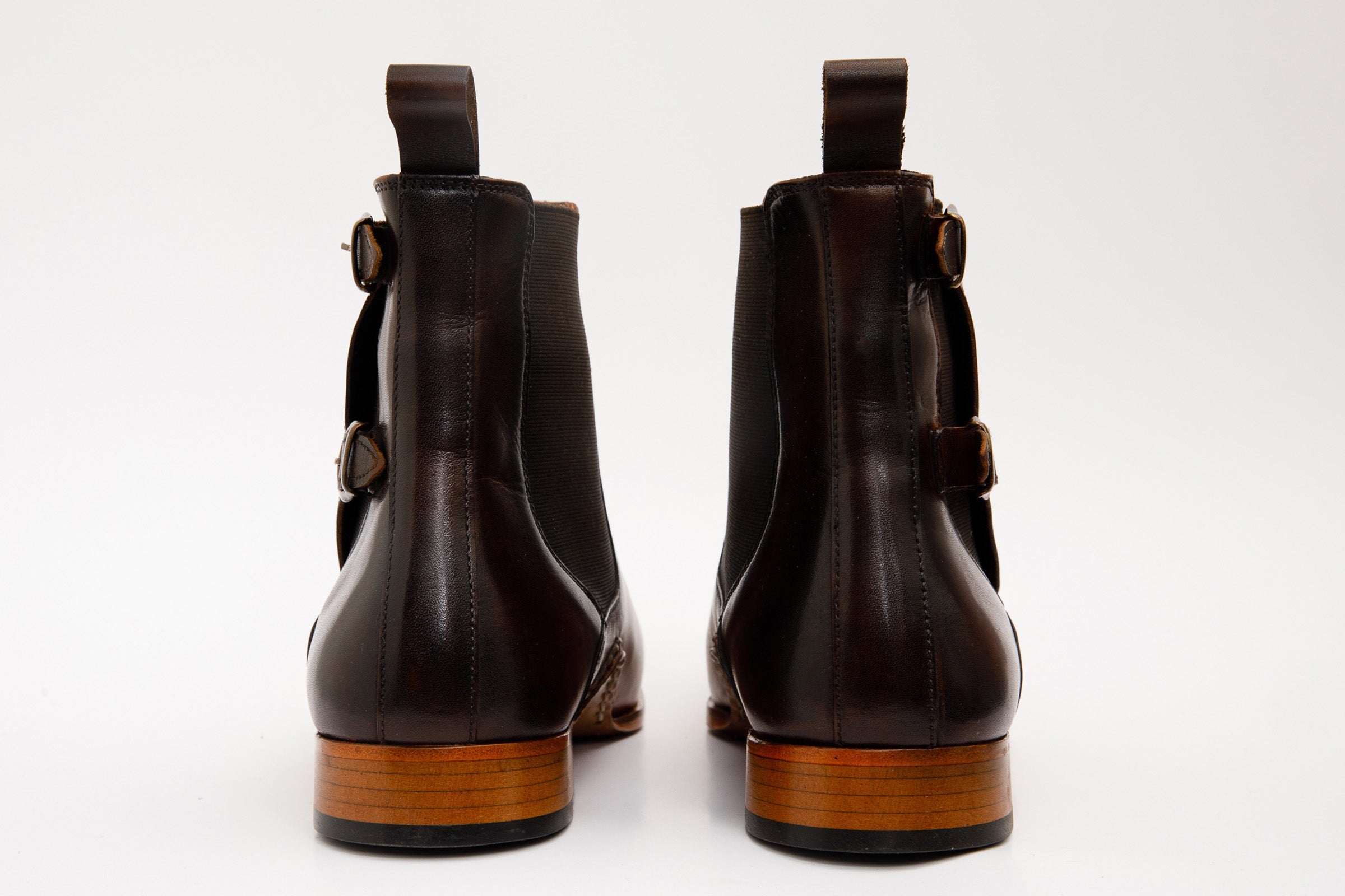 The Royal Hand Craft Tan Leather Double-Buckle Chelsea Boot Fine Craftsmanship