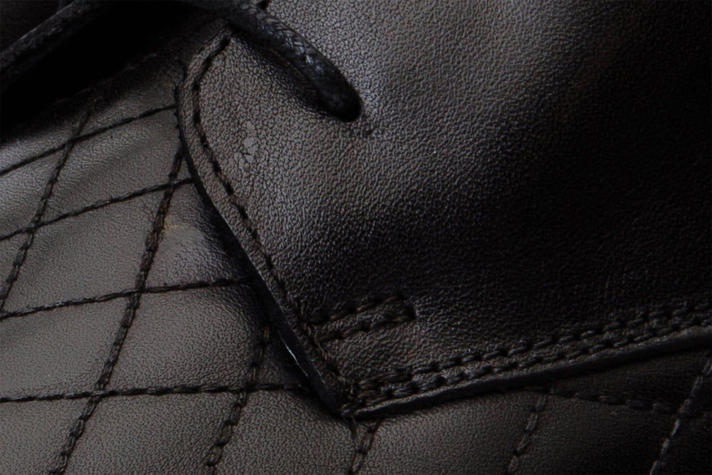 The Zeus Black Leather Lace-Up Boot with a Zipper On Sale