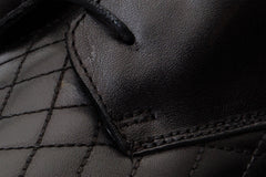 The Zeus Black Leather Lace-Up Boot with a Zipper On Sale