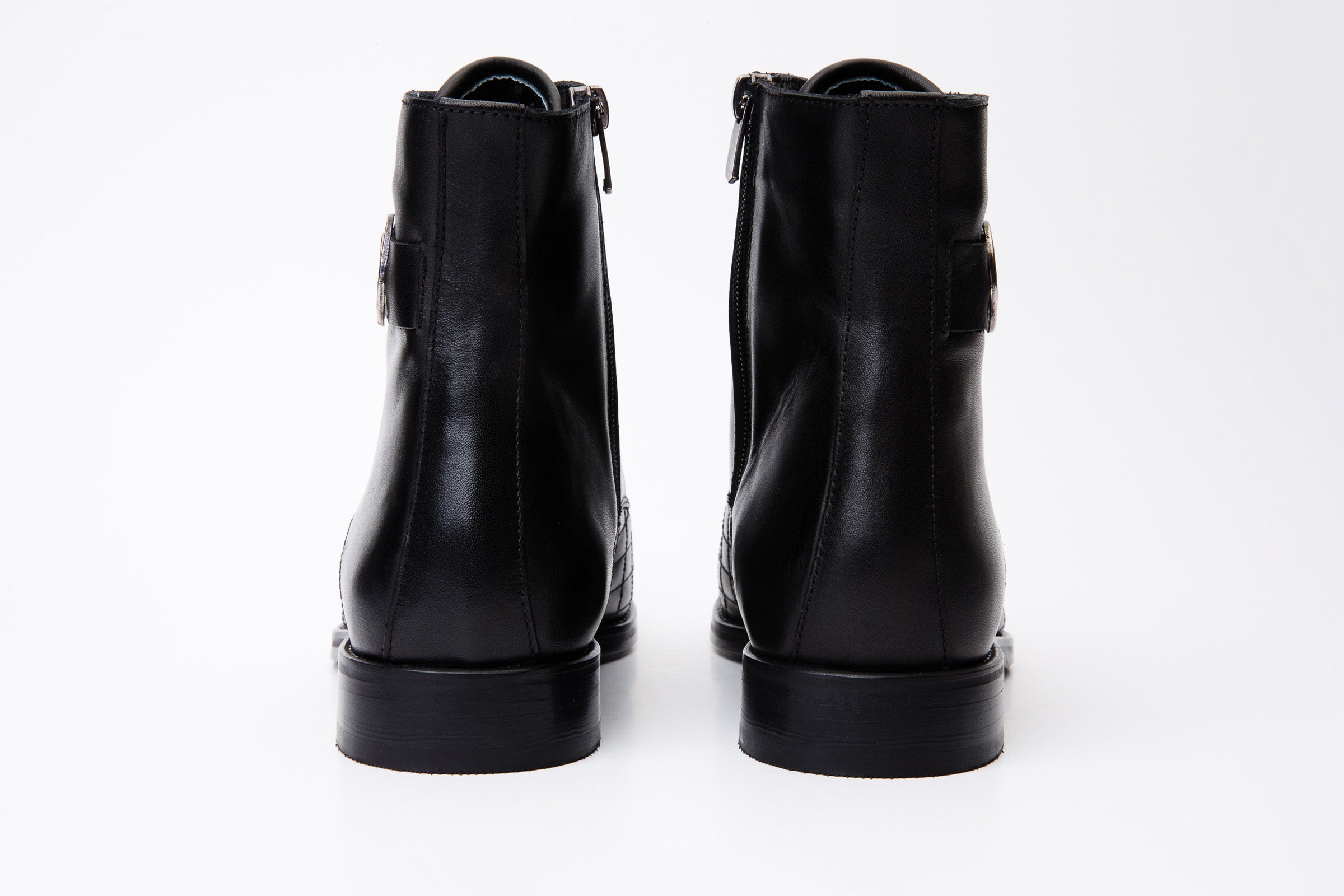 The Zeus Black Leather Lace-Up Boot with a Zipper On Sale