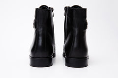 The Zeus Black Leather Lace-Up Boot with a Zipper On Sale